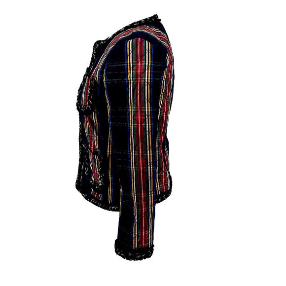 J. Crew Holiday Tartan Plaid Quilted Collarless Jacket w/ Pockets Sz 0 NWT - Picture 4 of 15